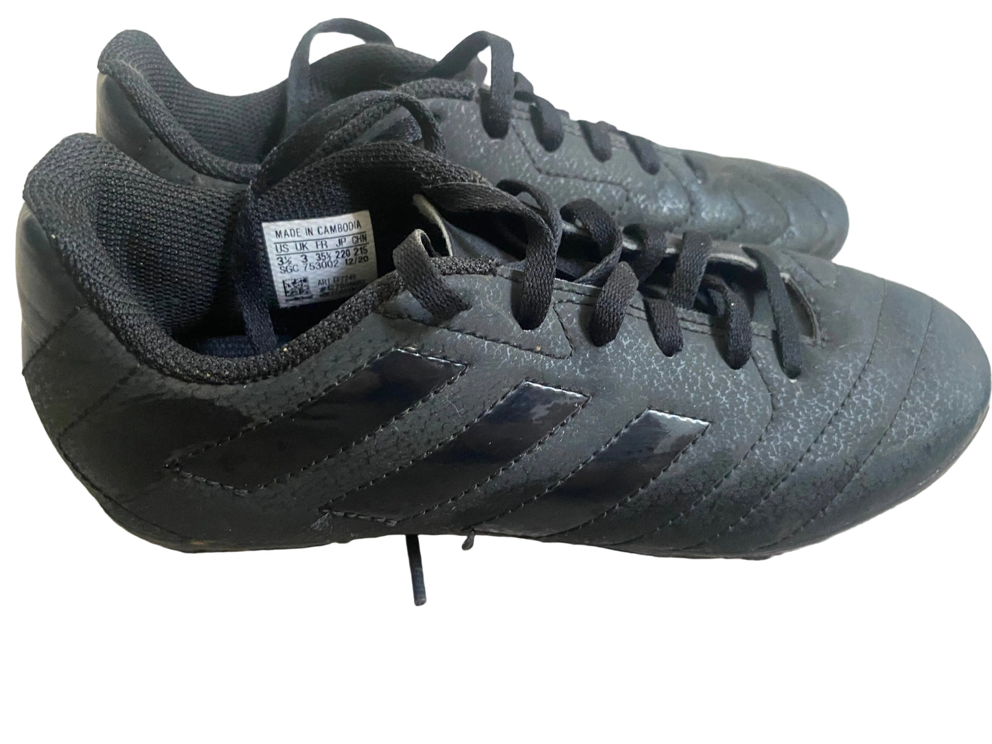 ADIDAS Black Laced Moulded Studs Football Boots Size 3
