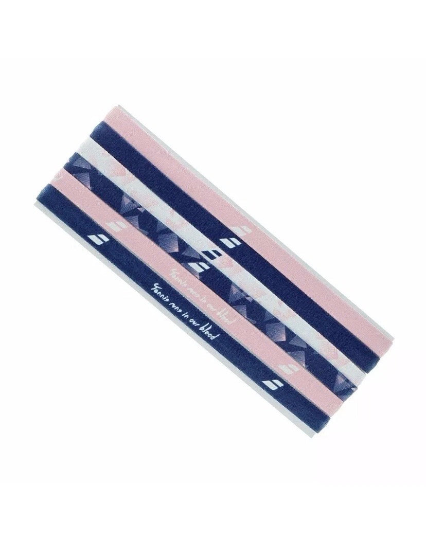 BABOLAT Elastic Tennis Headband Pack of 6 Blue Pink
