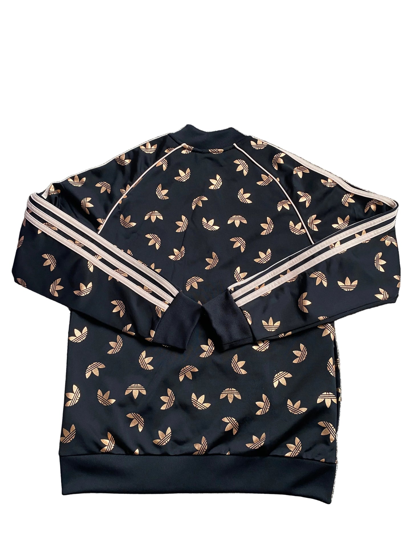 ADIDAS Originals Girls Black Zipped Jacket with Rose Gold Trefoil Print Age 13-14