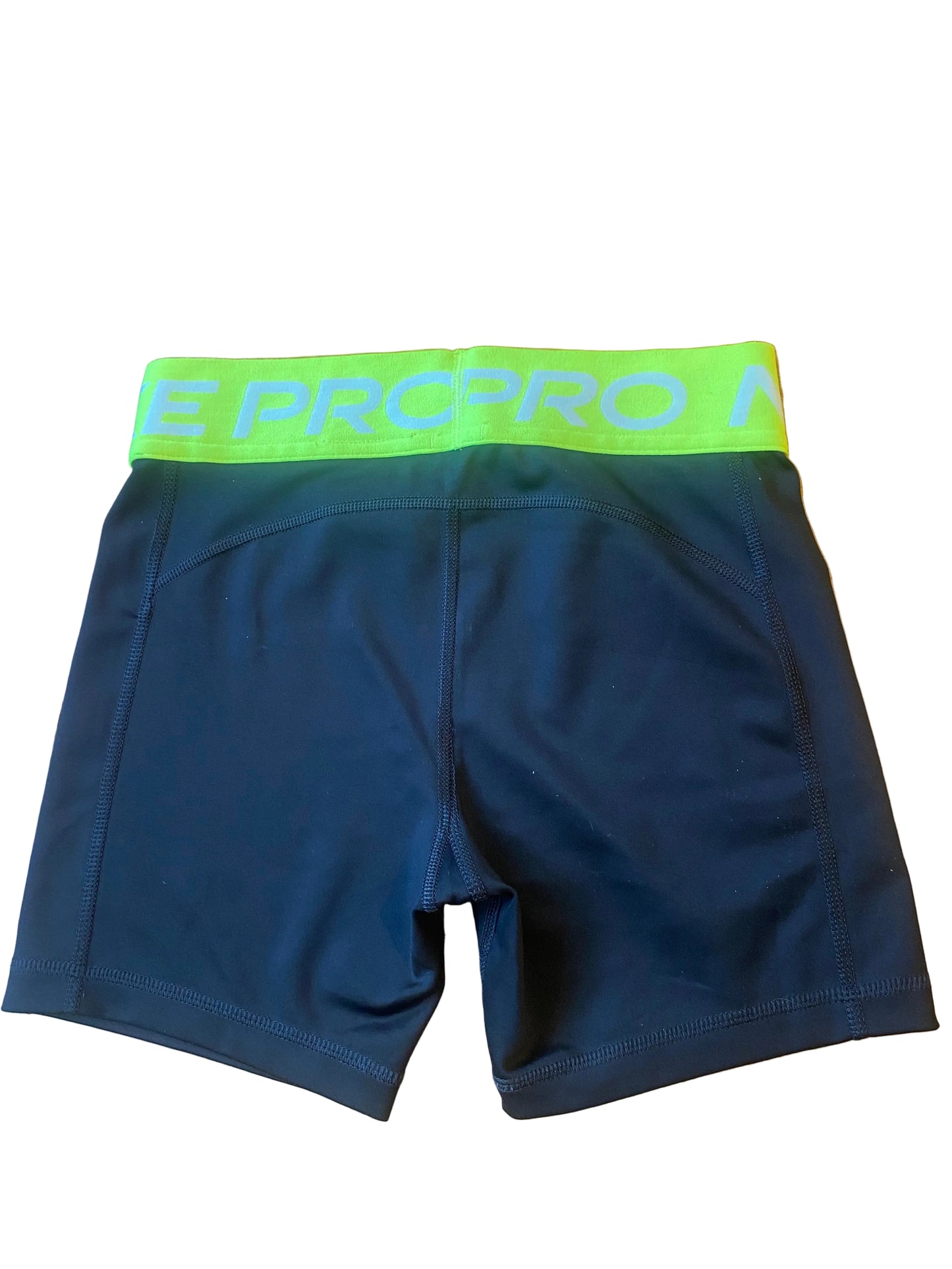 NIKE PRO Dri Fit Girls Black Shorts with Green Waistband Age 12-13