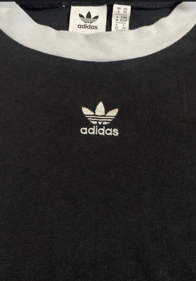 ADIDAS Women’s Black Cropped T-Shirt Size 6