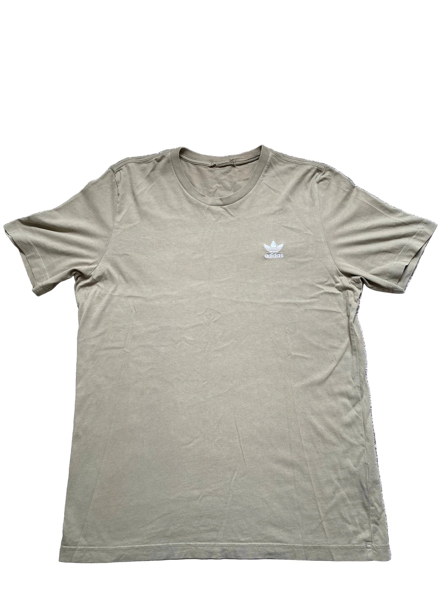 ADIDAS Mens Khaki Green Plain T-shirt Size Medium