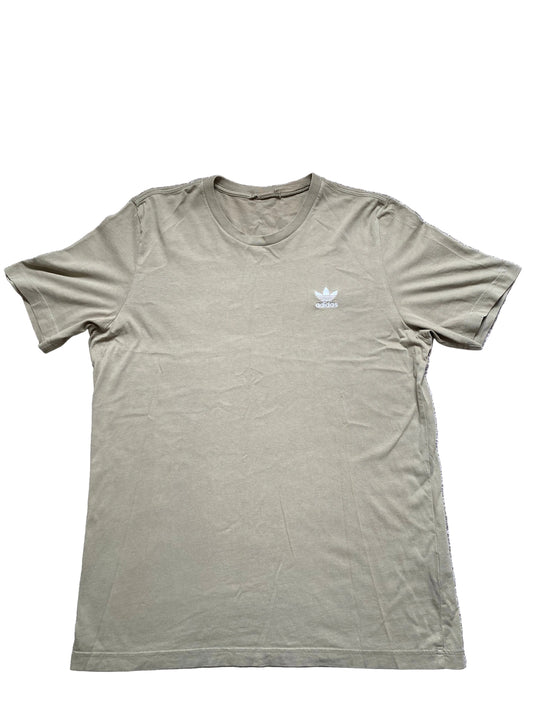 ADIDAS Mens Khaki Green Plain T-shirt Size Medium