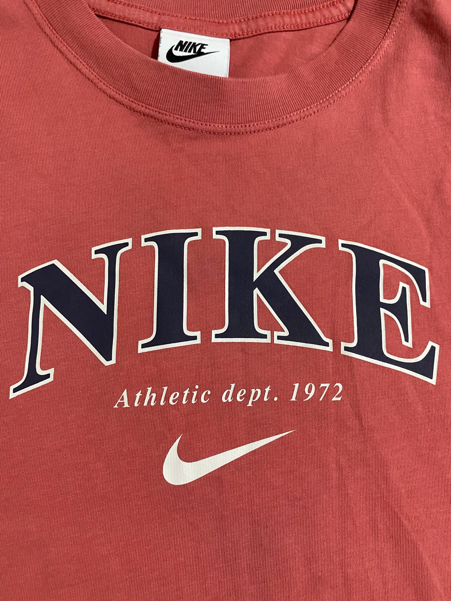 NIKE Girls Print T-shirt Coral Red Age 12-13