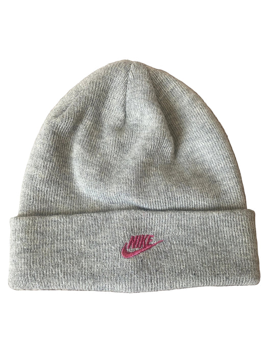 NIKE Girls Grey and Pink Beanie Hat Age 8-15