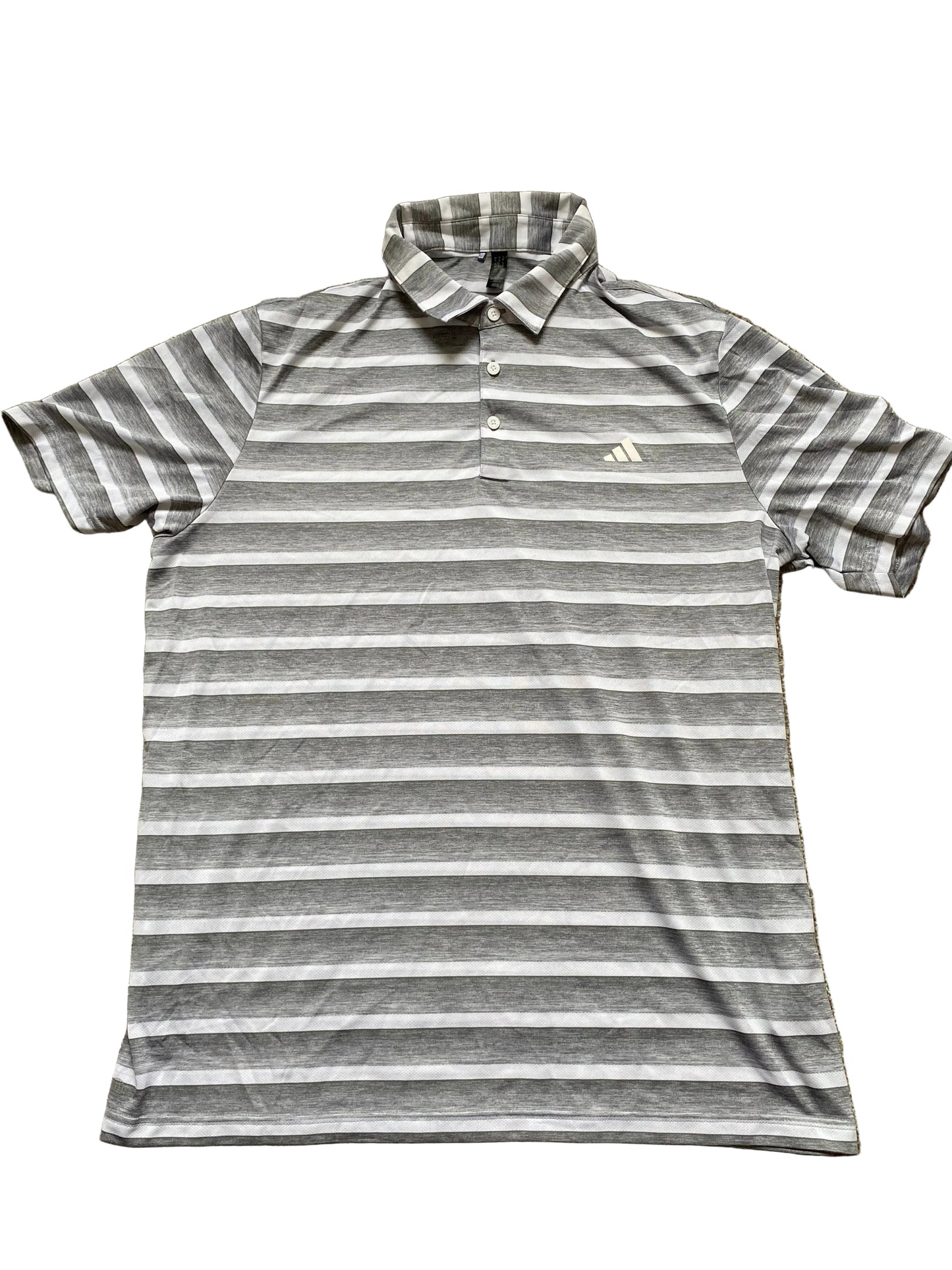 ADIDAS Mens Grey and White Striped Breathable Polo Shirt XL