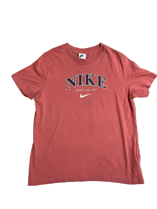 NIKE Girls Print T-shirt Coral Red Age 12-13