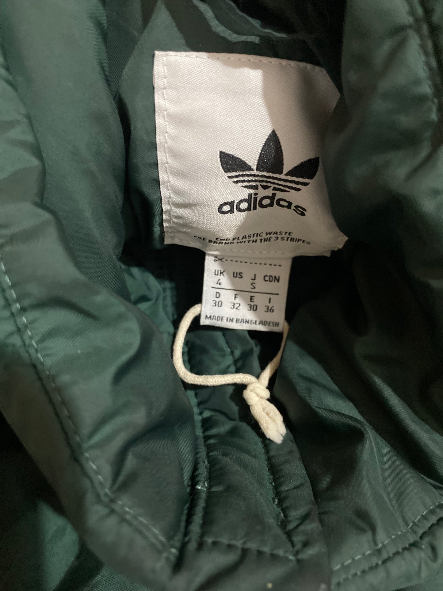 ADIDAS Women’s Vintage Dark Green Puffer Jacket Size 4