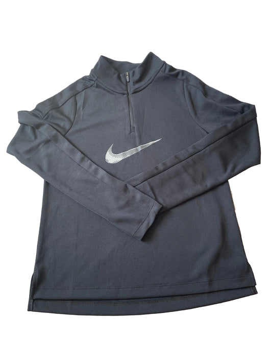 NIKE PRO Dri Fit Girls 1/4 Zip Long Sleeve Black Top Age 12-13