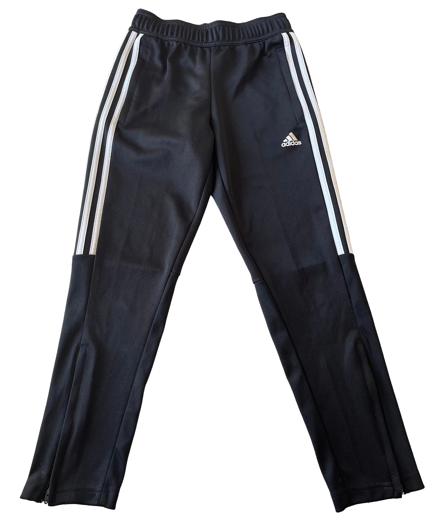 ADIDAS Boys Black Three Strip Tracksuit Bottoms Age 9-10