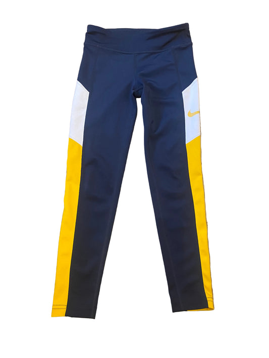 NIKE Dri Fit Girls Navy and Yellow Leggings Age 7-8