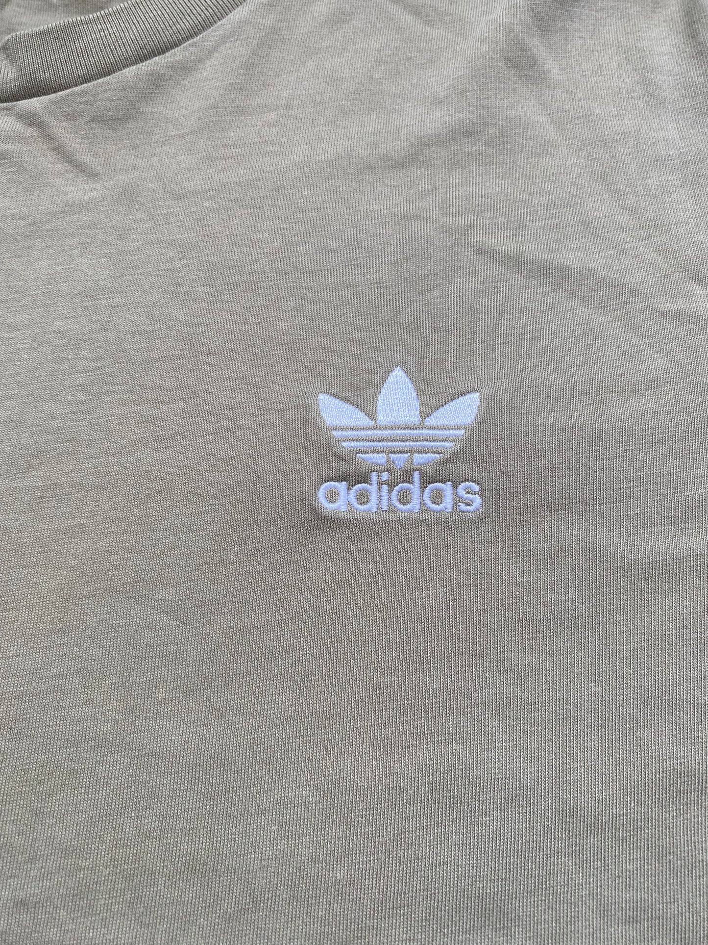 ADIDAS Mens Khaki Green Plain T-shirt Size Medium