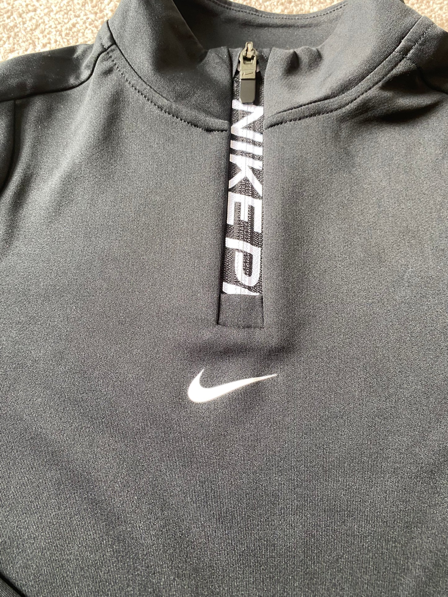 NIKE PRO Dri Fit Black 1/4 Zip Girls Long Sleeved Top Age 10-12