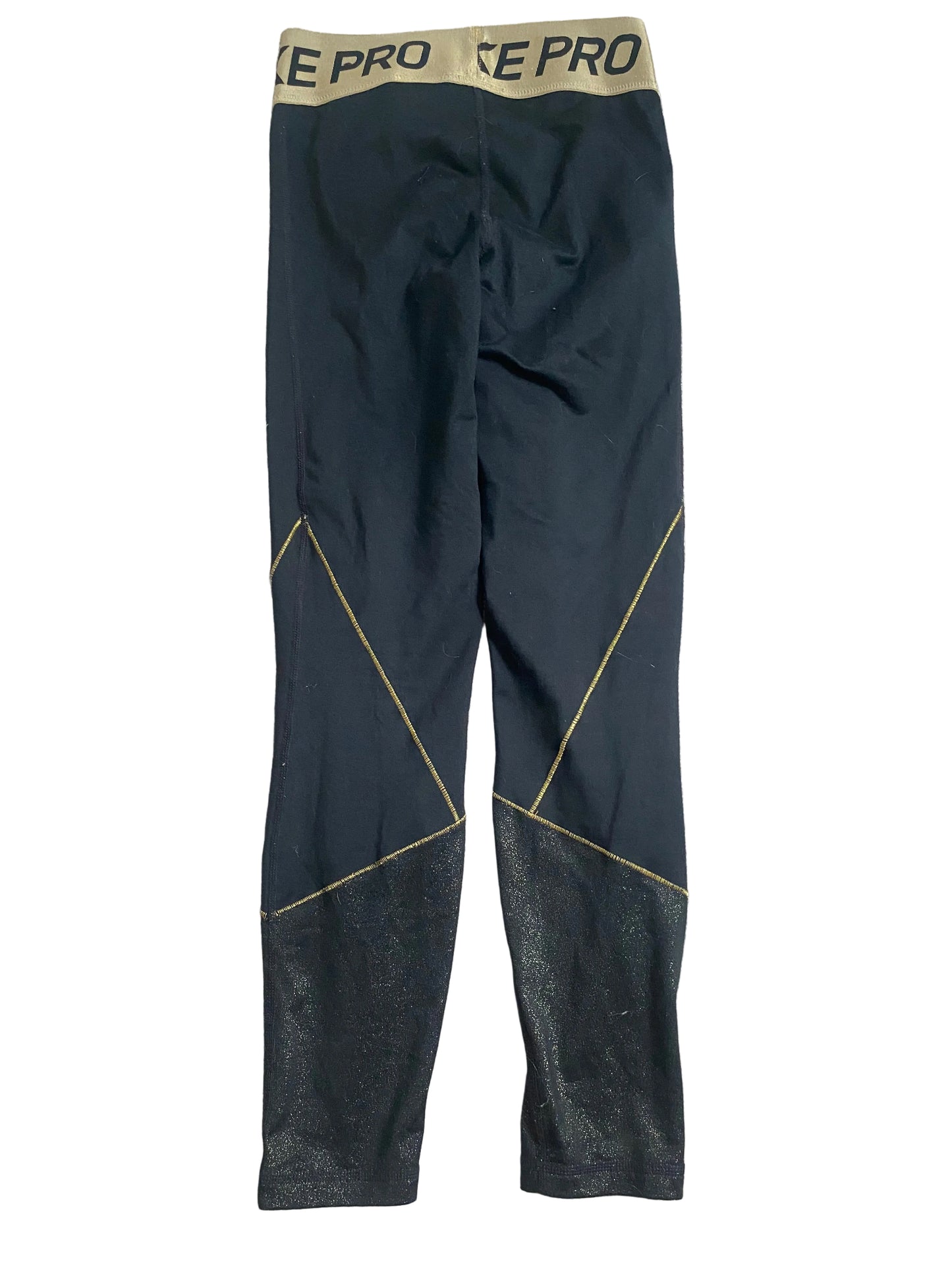 NIKE PRO Dri Fit Girls Black and Gold Leggings Age 10-12