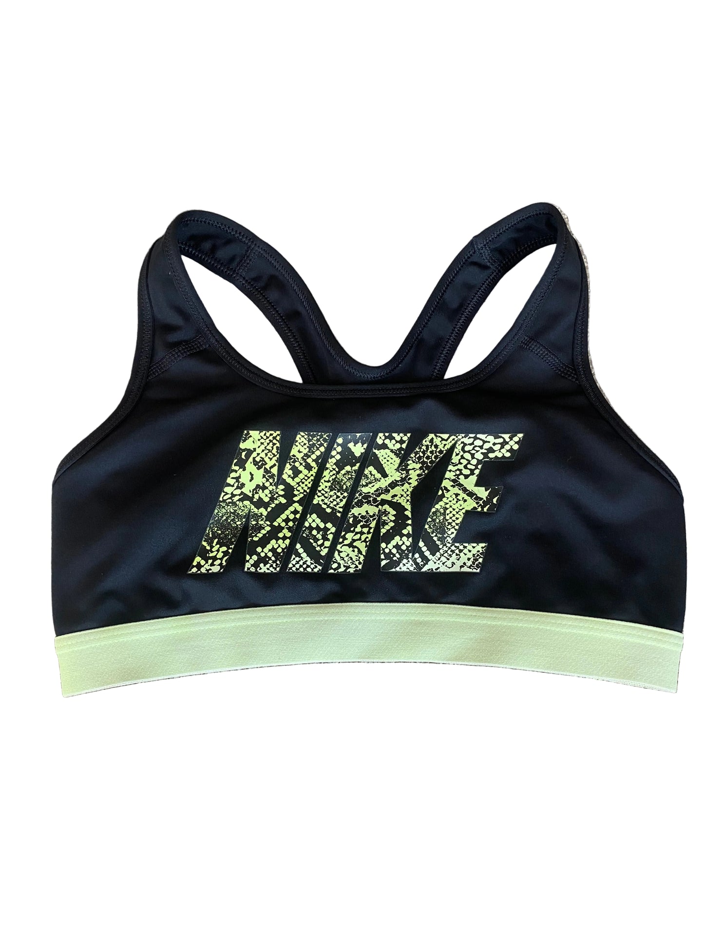 NIKE Women’s Black and Green Small Sports Bra