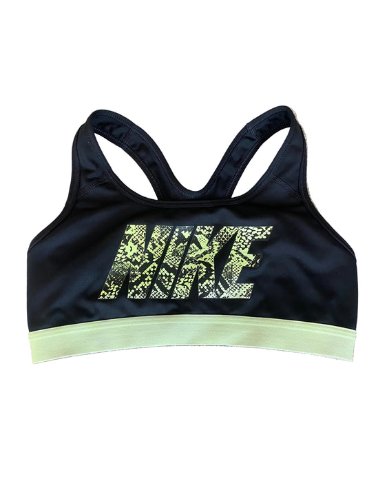 NIKE Women’s Black and Green Small Sports Bra