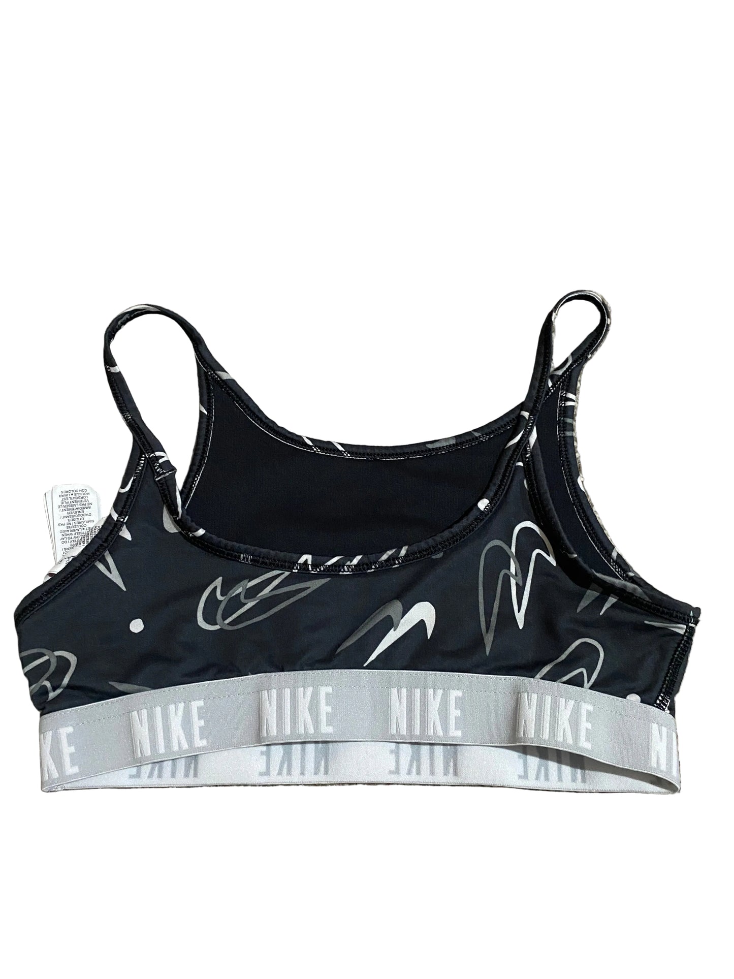 NIKE Girls Black and Grey Tick Sports Bra Age 10-12