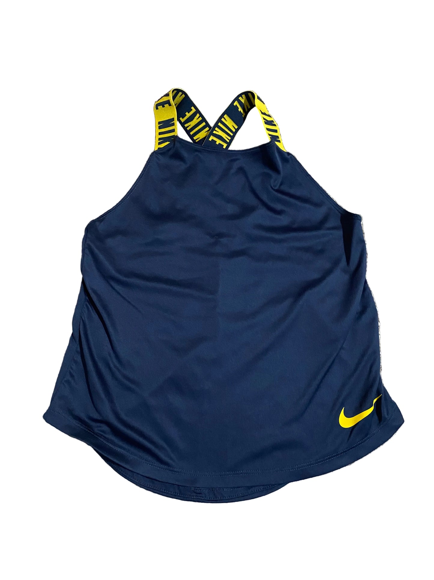 NIKE Girls Blue and Yellow Tank Top Age 8-10