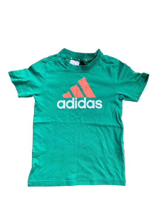 ADIDAS Boys Green T-shirt Age 6-7