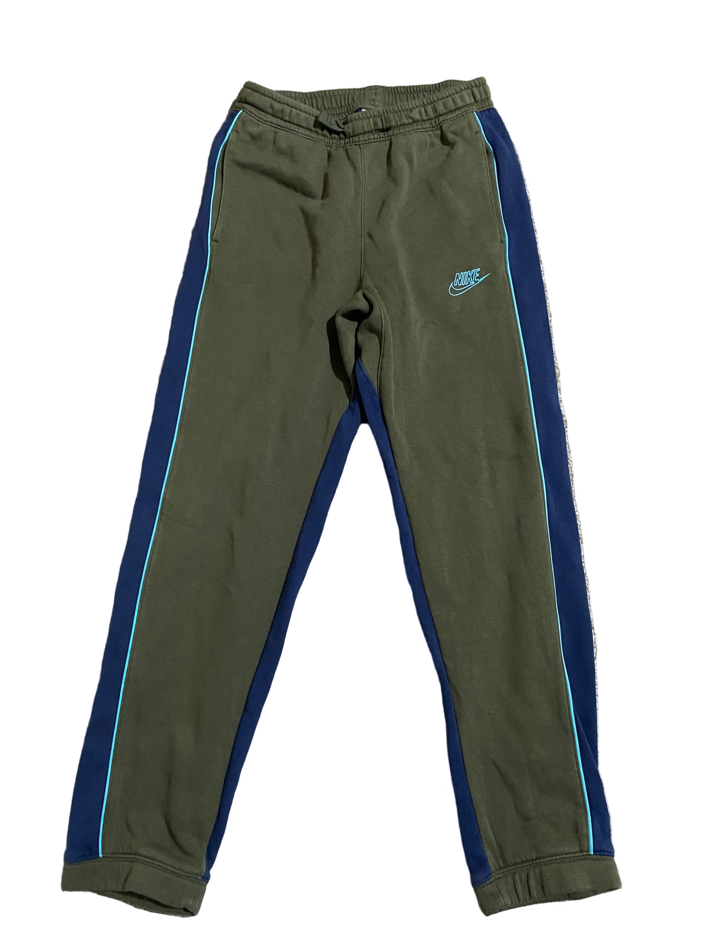 NIKE Boys Khaki Green and Navy Tracksuit Bottoms Age 12-13