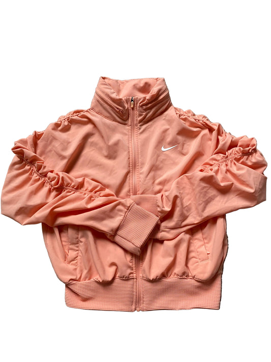 NIKE Girls Peach Jacket with Ruched Sleeves and Hidden Hood age 8-10