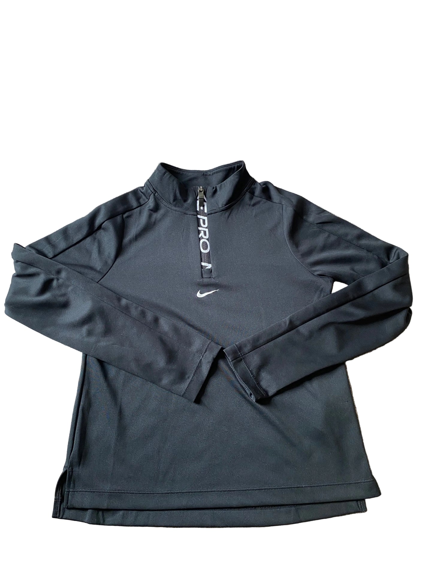 NIKE PRO Dri Fit Black 1/4 Zip Girls Long Sleeved Top Age 12-13
