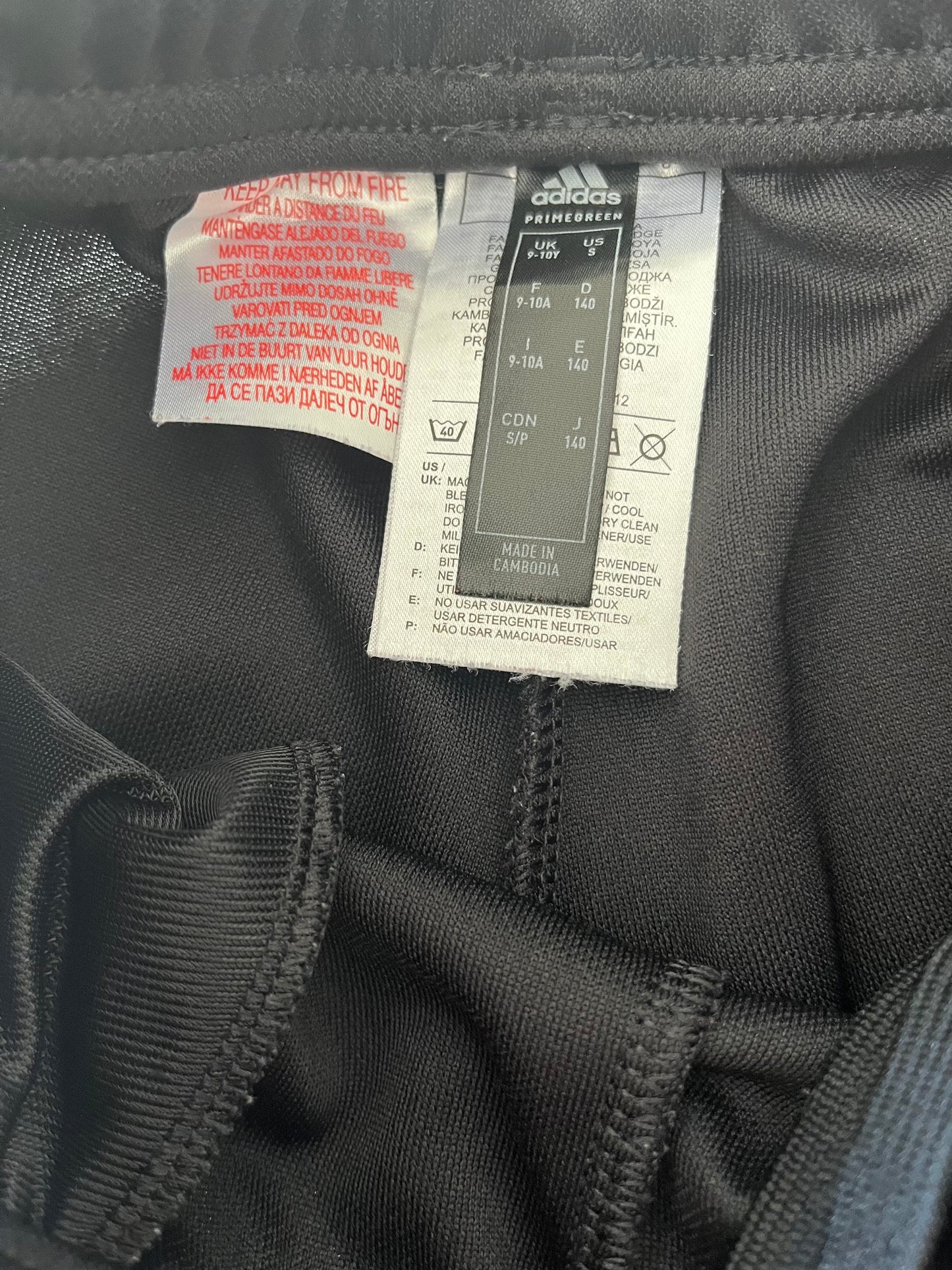 ADIDAS Boys Black Three Strip Tracksuit Bottoms Age 9-10