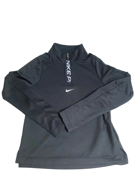 NIKE PRO Dri Fit Black 1/4 Zip Girls Long Sleeved Top Age 10-12