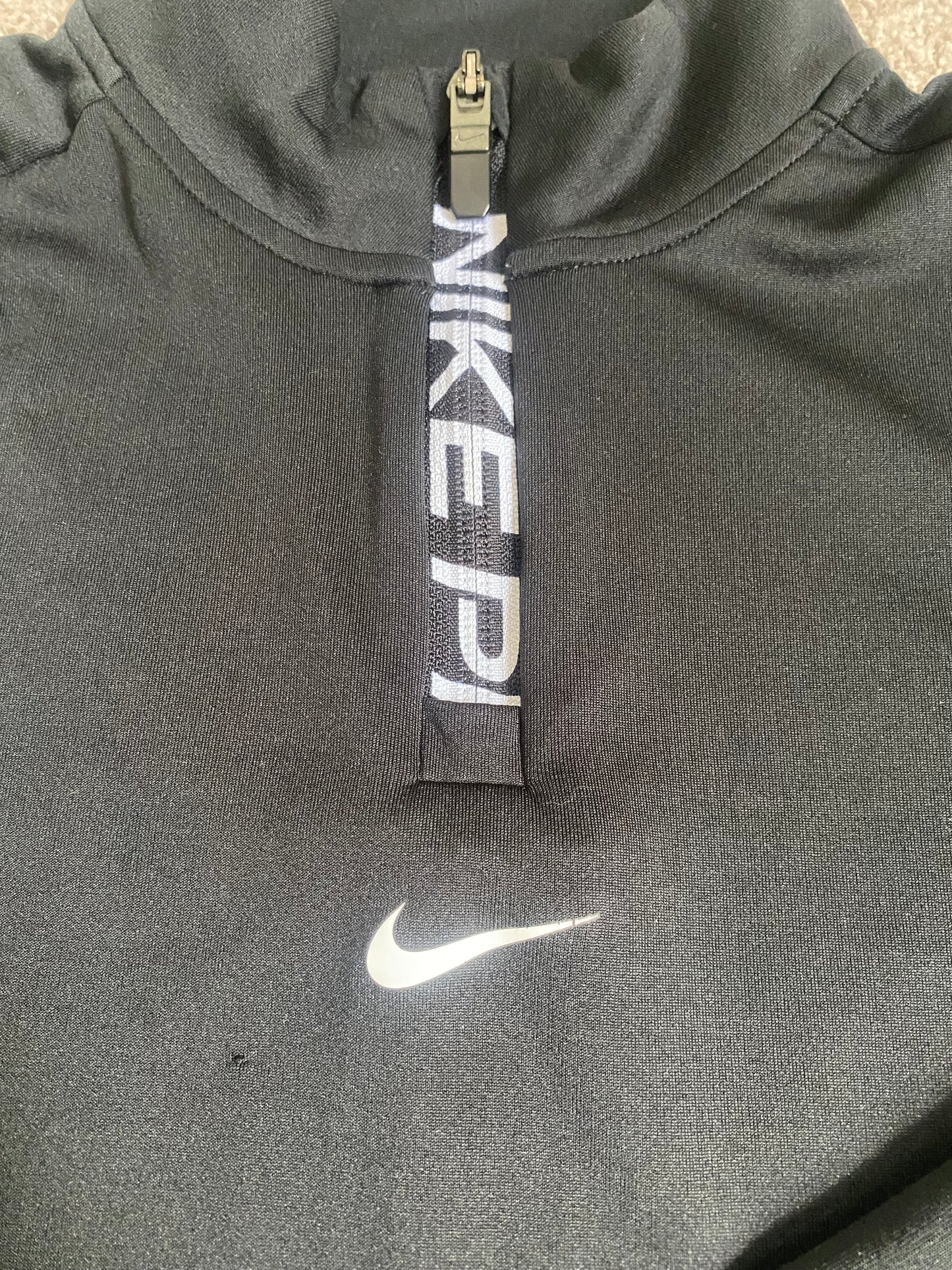 NIKE PRO Dri Fit Black 1/4 Zip Girls Long Sleeved Top Age 10-12