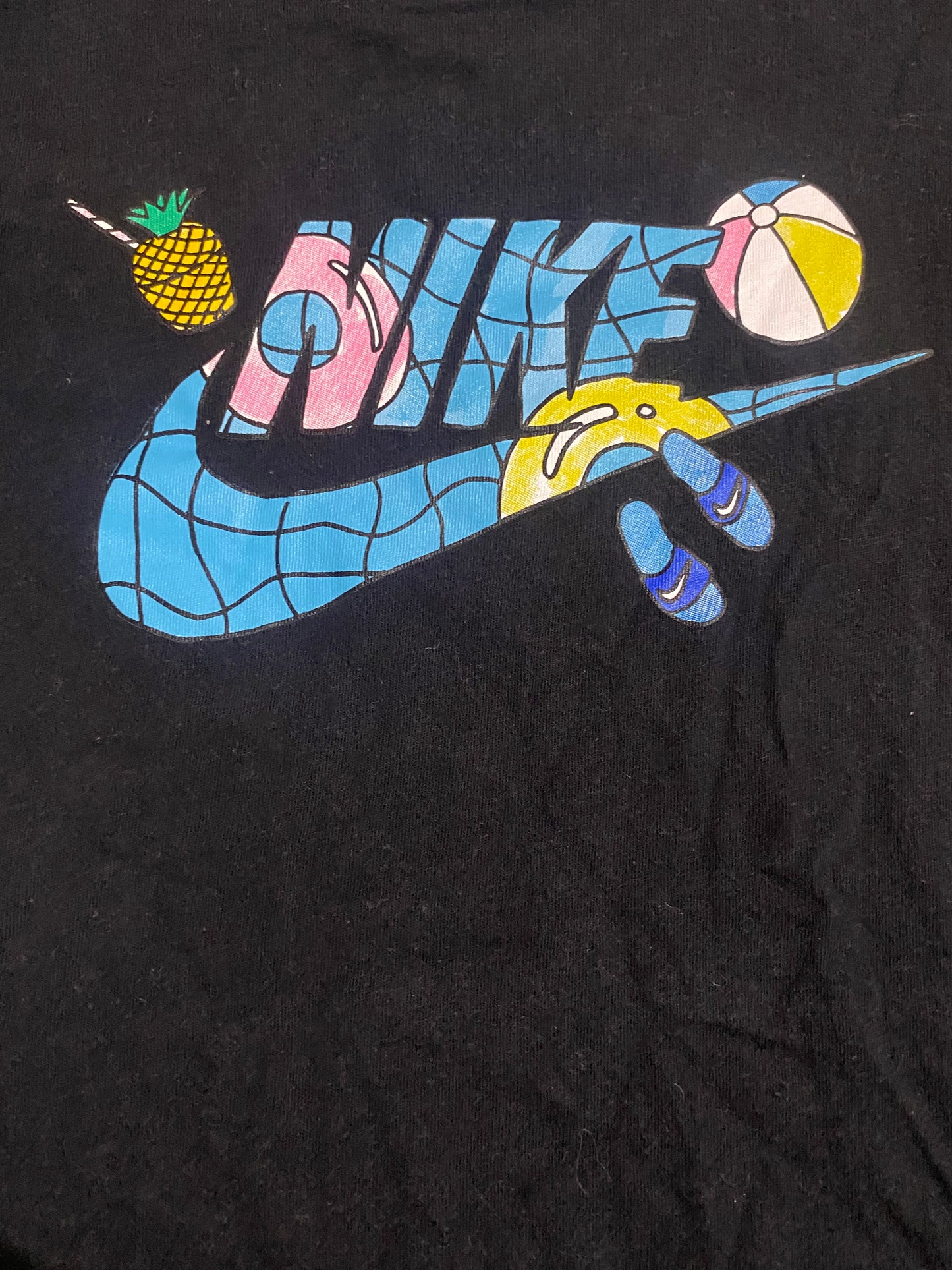 NIKE Girls Print Black T-shirt Age 10-12