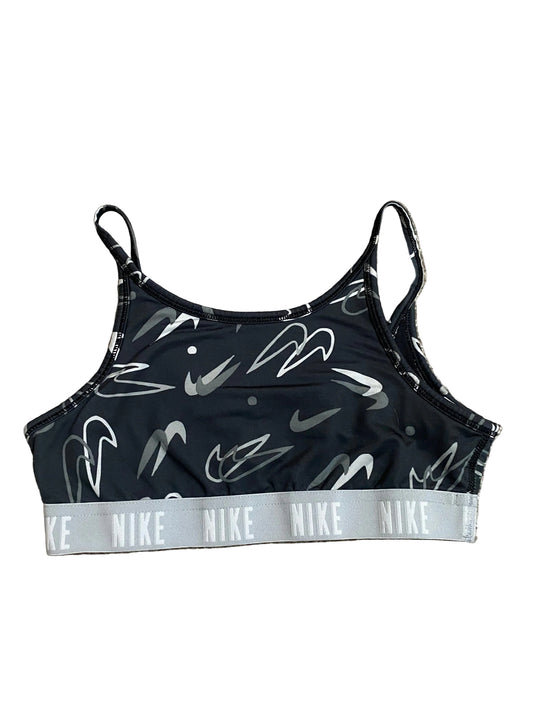 NIKE Girls Black and Grey Tick Sports Bra Age 10-12