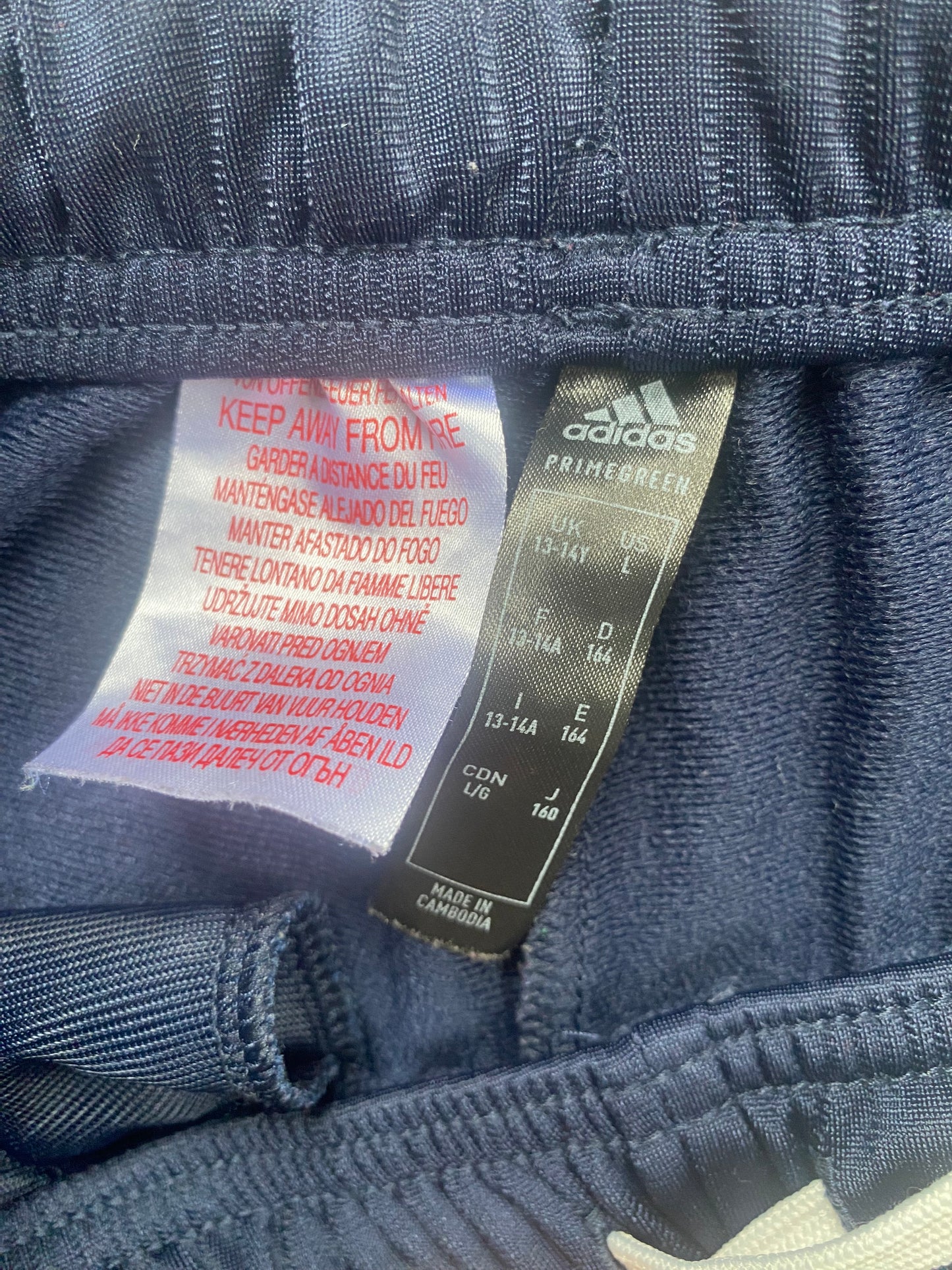 ADIDAS Boys Navy Tracksuit Bottoms Age 13-14
