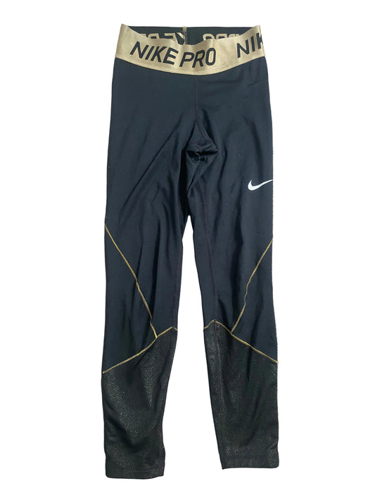 NIKE PRO Dri Fit Girls Black and Gold Leggings Age 10-12