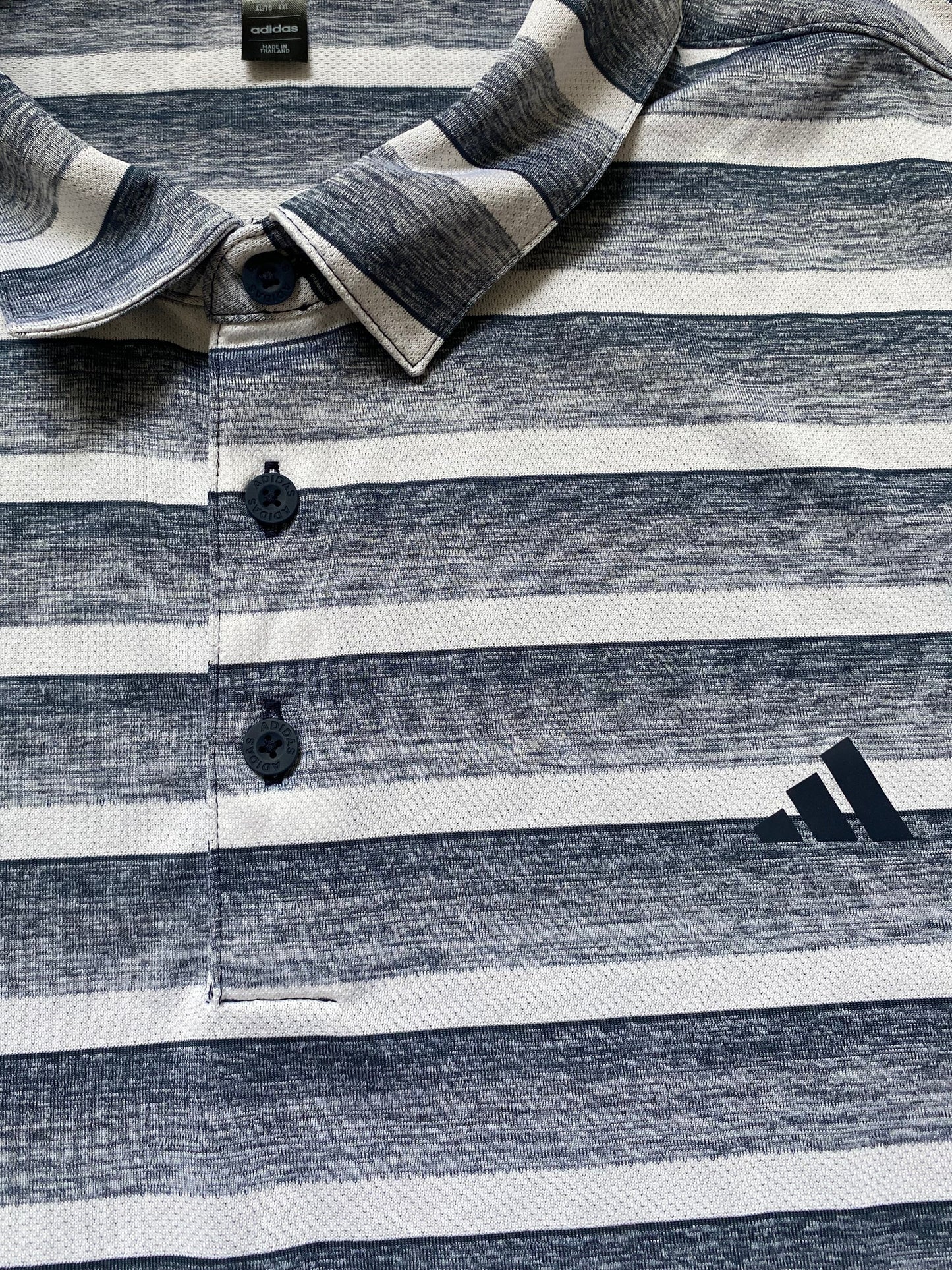ADIDAS Mens Navy and White Striped Breathable Polo Shirt XL