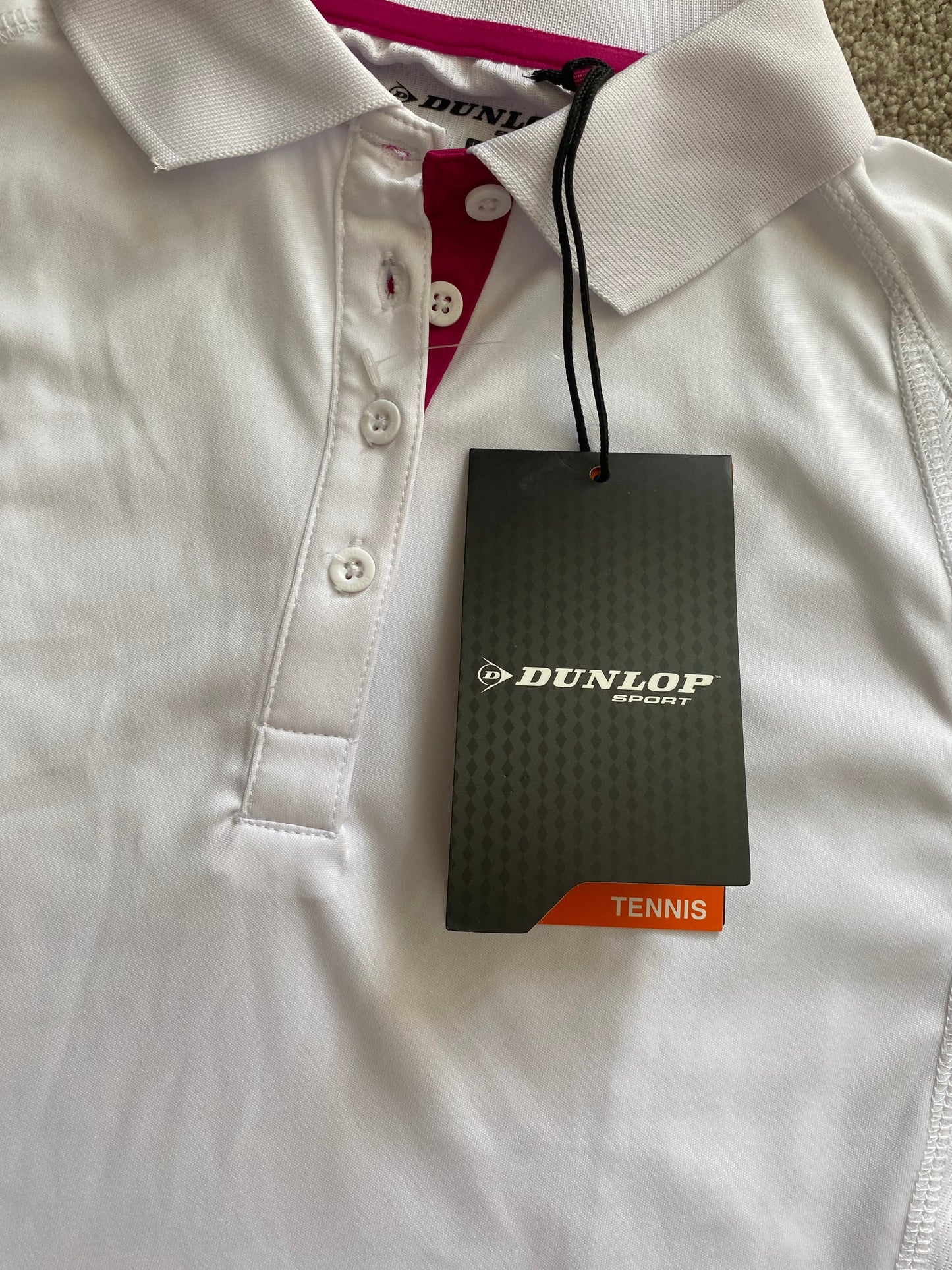 DUNLOP Girls White Tennis Aero Dry Polo Shirt Age 13