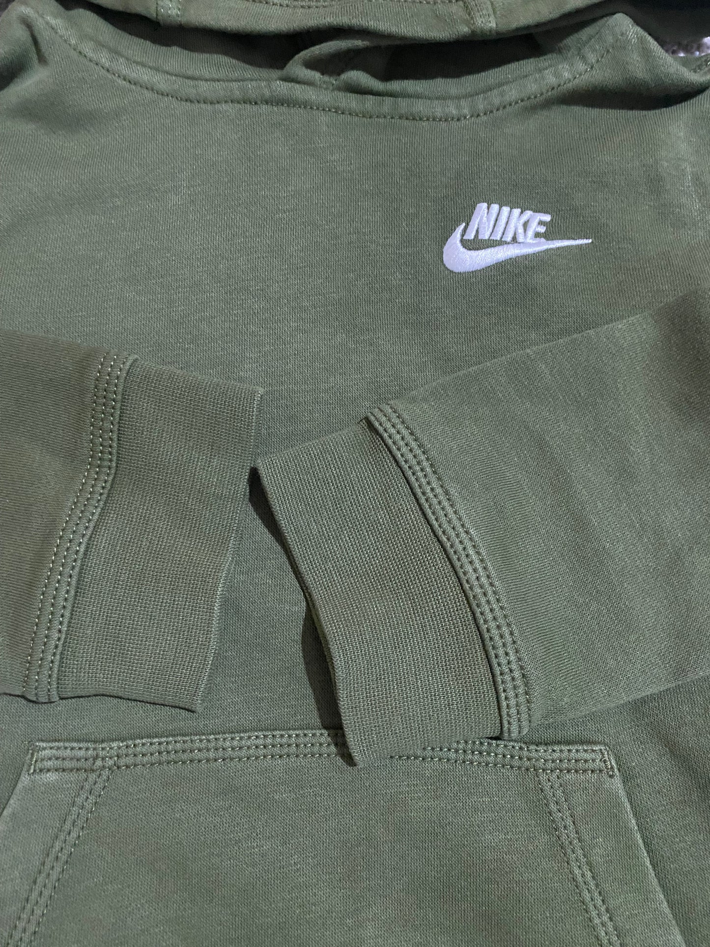 NIKE Boys Khaki Green Hoodie Age 8-10