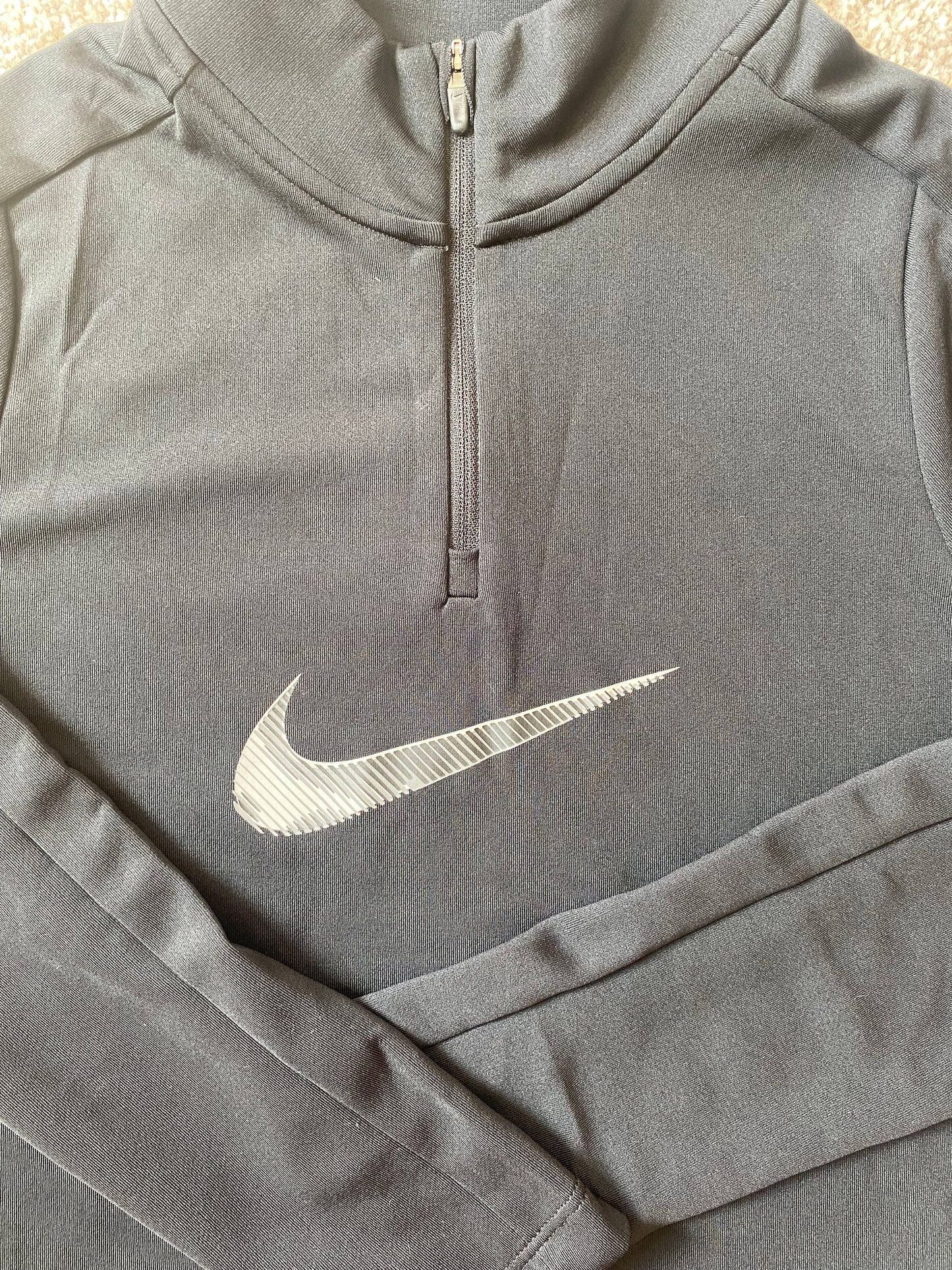 NIKE PRO Dri Fit Girls 1/4 Zip Long Sleeve Black Top Age 12-13