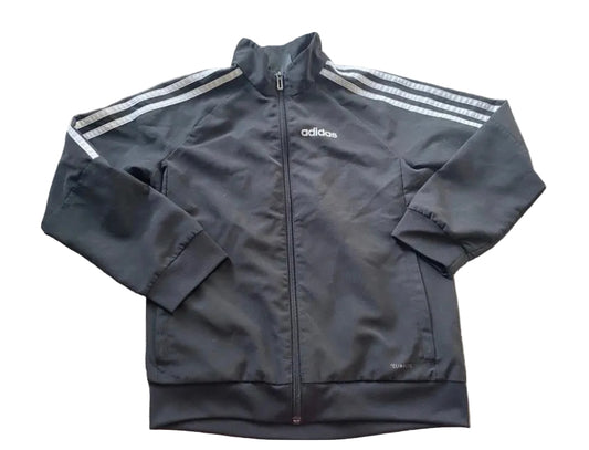 ADIDAS Boys Black Zip Up Lightweight Jacket Age 7-8