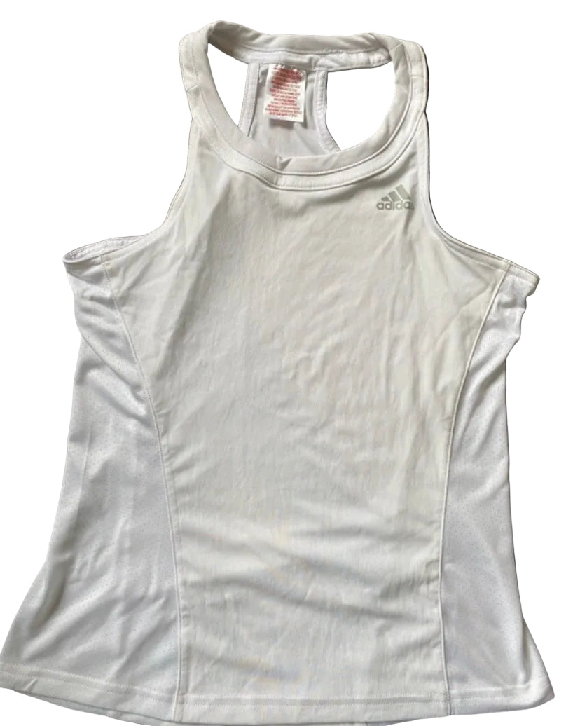 ADIDAS Girls Tennis Skort and Vest Set Blue White Age 13-14