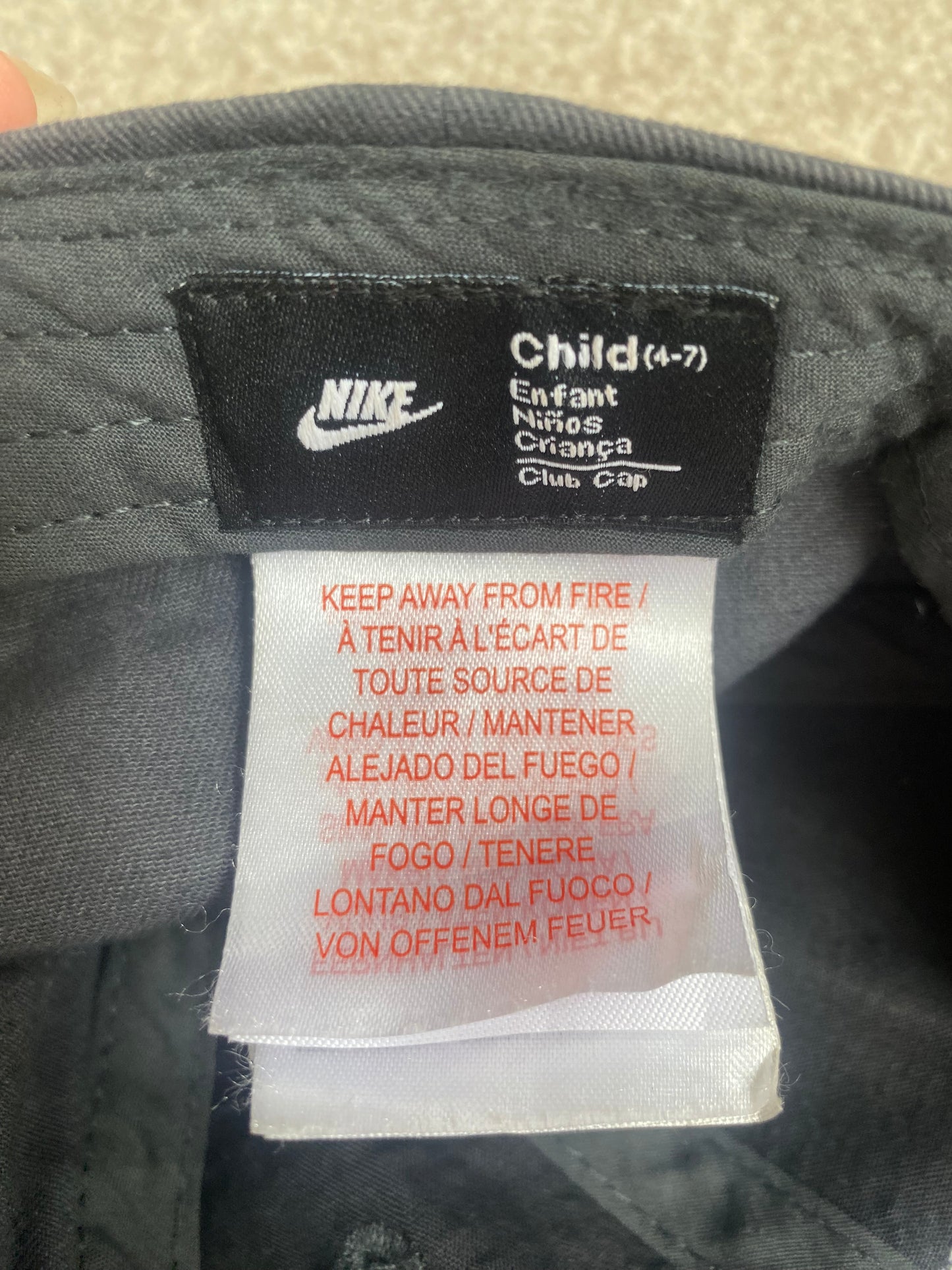 NIKE Boys Grey Summer Cap Age 4-7