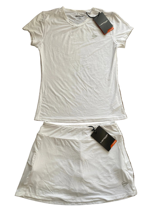 DUNLOP Girls White Tennis Skort and T-Shirt Set Age 13