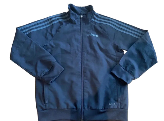 ADIDAS Boys Black Zip Up Lightweight Jacket Age 7-8