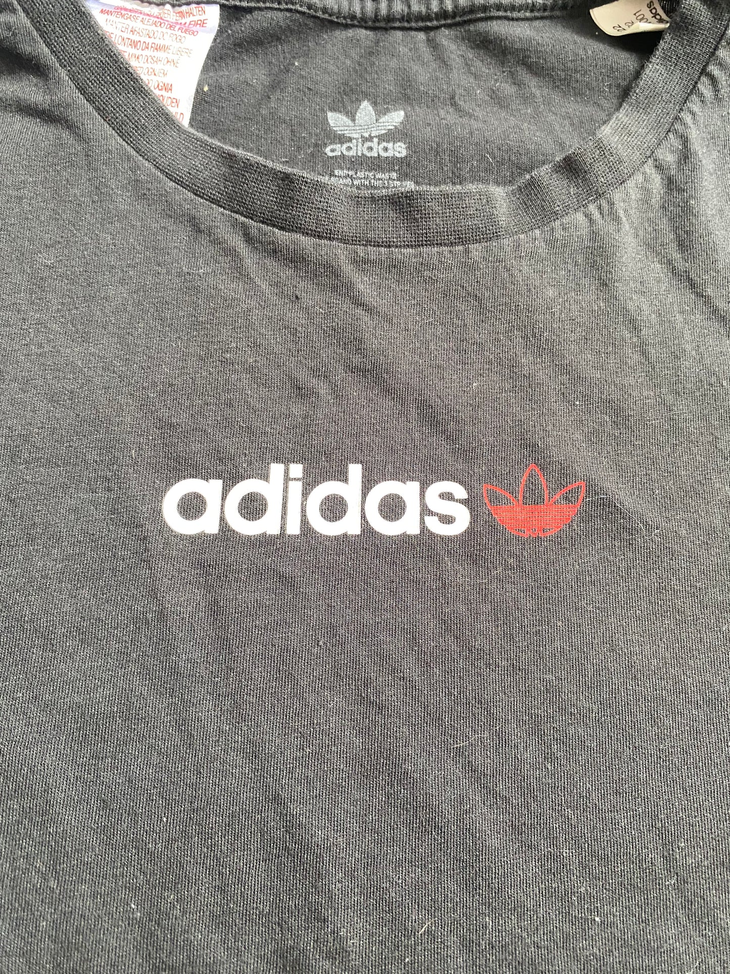ADIDAS Boys Print Black T-Shirt Age 13-14