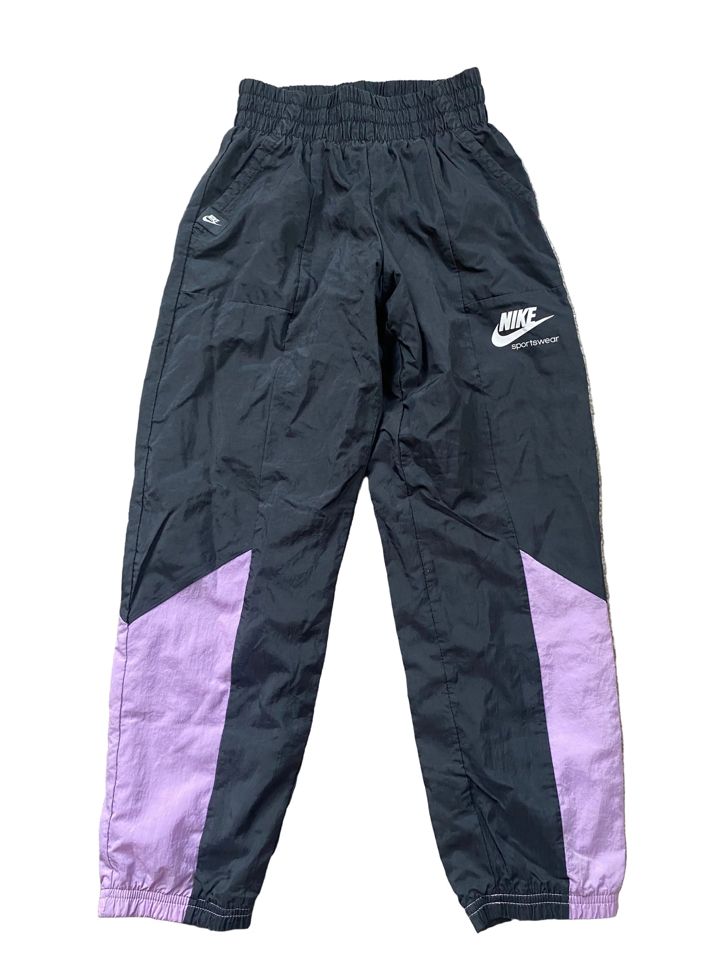 NIKE Girls Black and Purple Tracksuit Bottoms Age 7-8