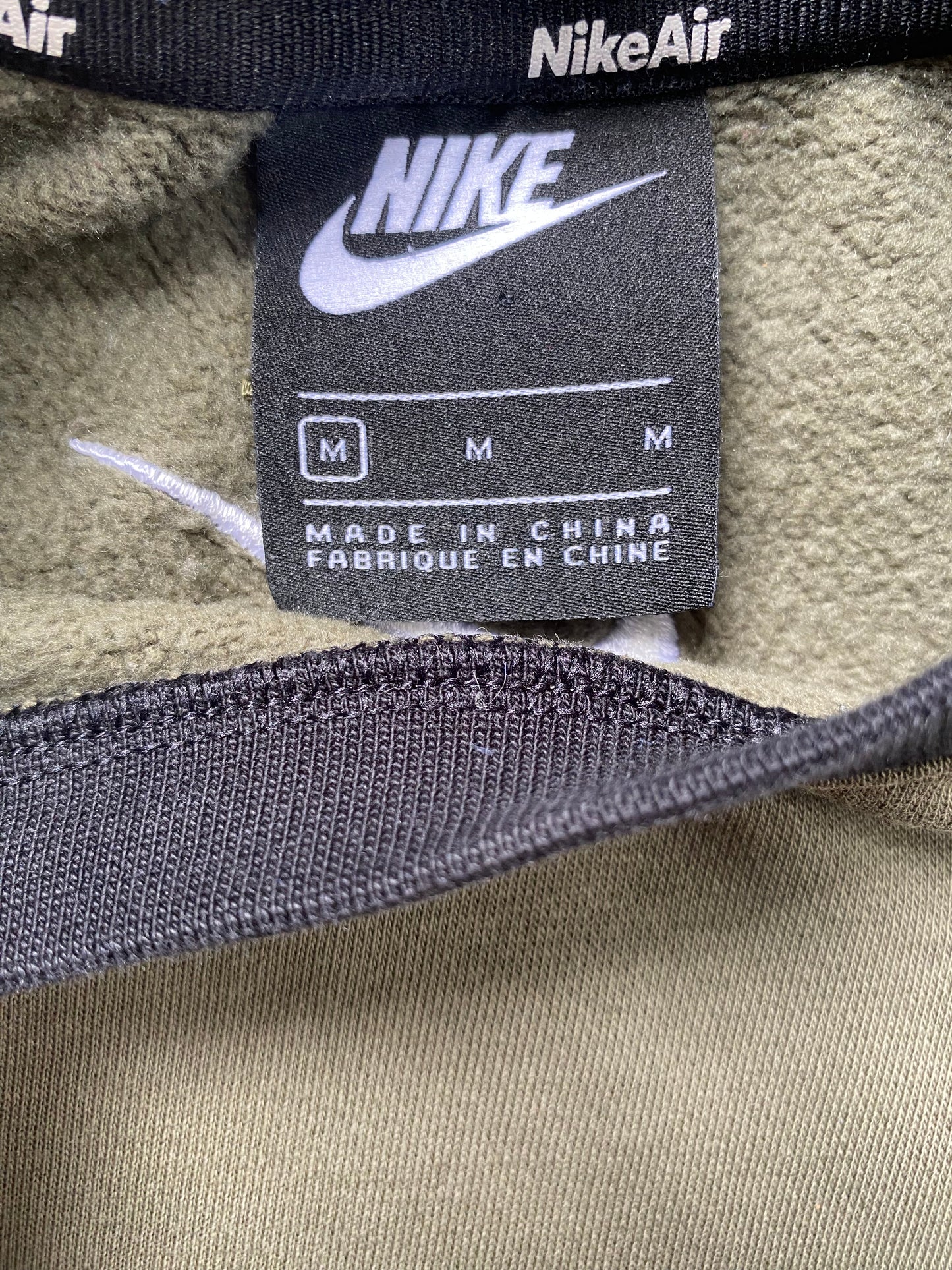 NIKE AIR Mens Khaki Green and Black Sweatshirt Medium