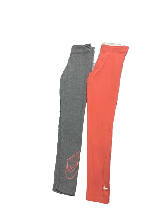 NIKE Girls Grey and Orange Leggings 2 Pack Age 13-15