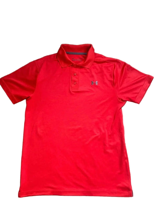UNDER ARMOUR Mens Loose Fit Golf Polo Shirt Light Red Size Small