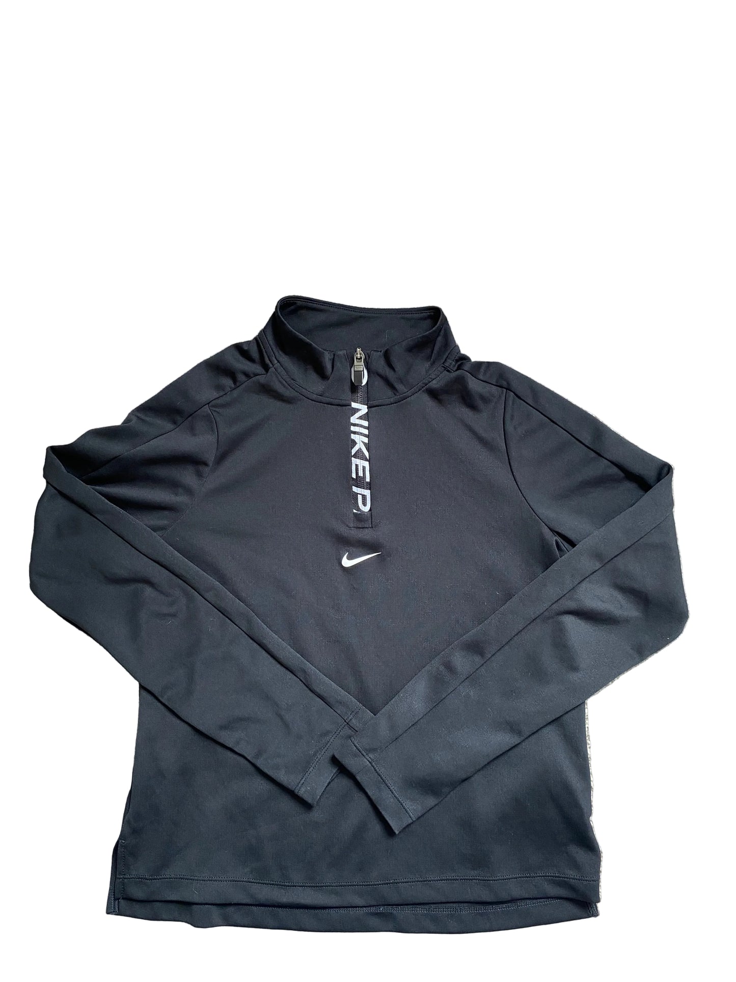 NIKE PRO Girls 1/4 Zip Black Long Sleeved Top Age 12-13