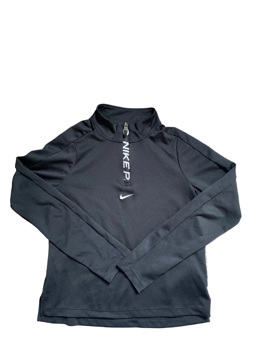 NIKE PRO Girls 1/4 Zip Black Long Sleeved Top Age 12-13