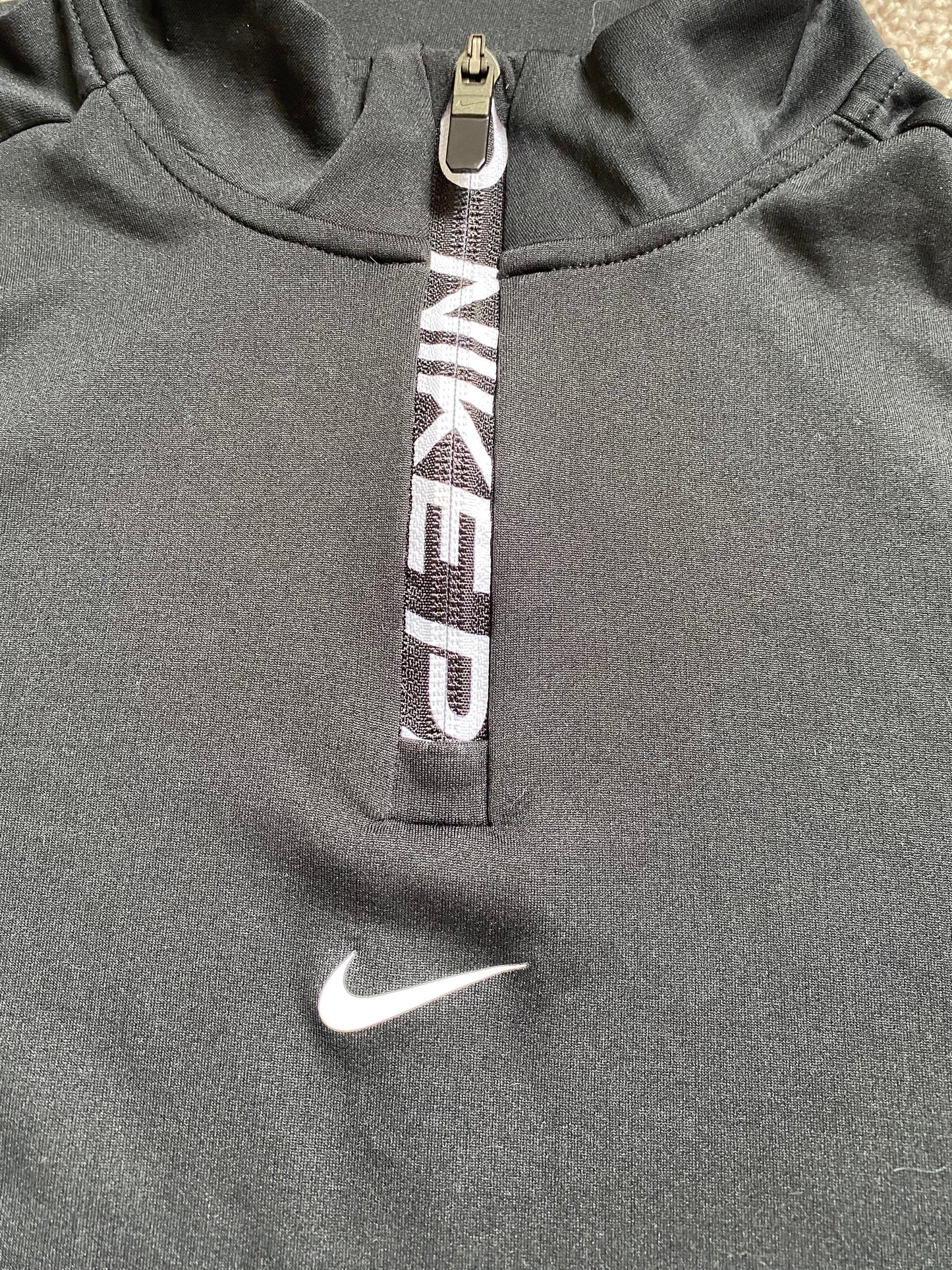 NIKE PRO Girls 1/4 Zip Black Long Sleeved Top Age 12-13